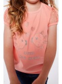 Girls\' peach fish T-shirt NDZ81360 - Online store - Boutique